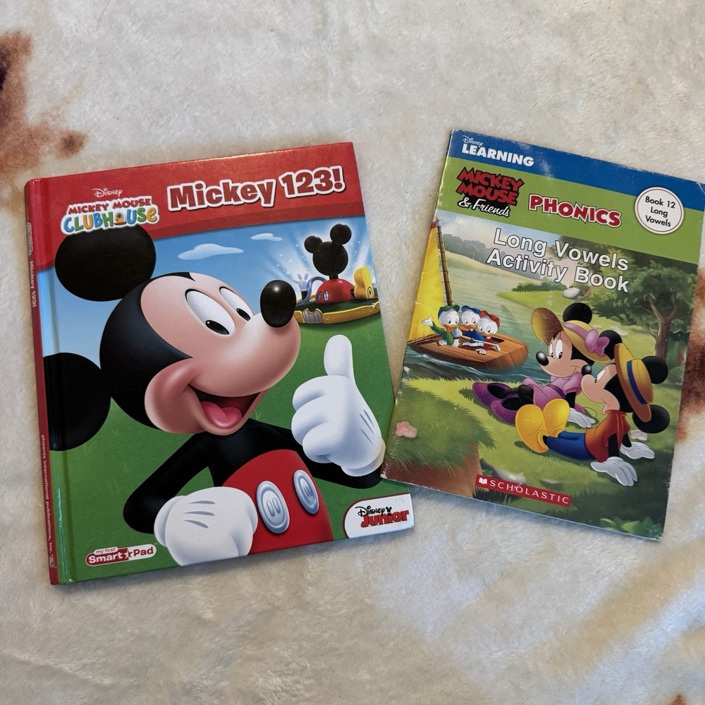 Pair of Mickey & Friends Books Learning How To Read